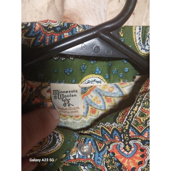 Vintage Minnesota Woolen Size 10 Green Paisley Dress Mod 60s Collared - Picture 3 of 8